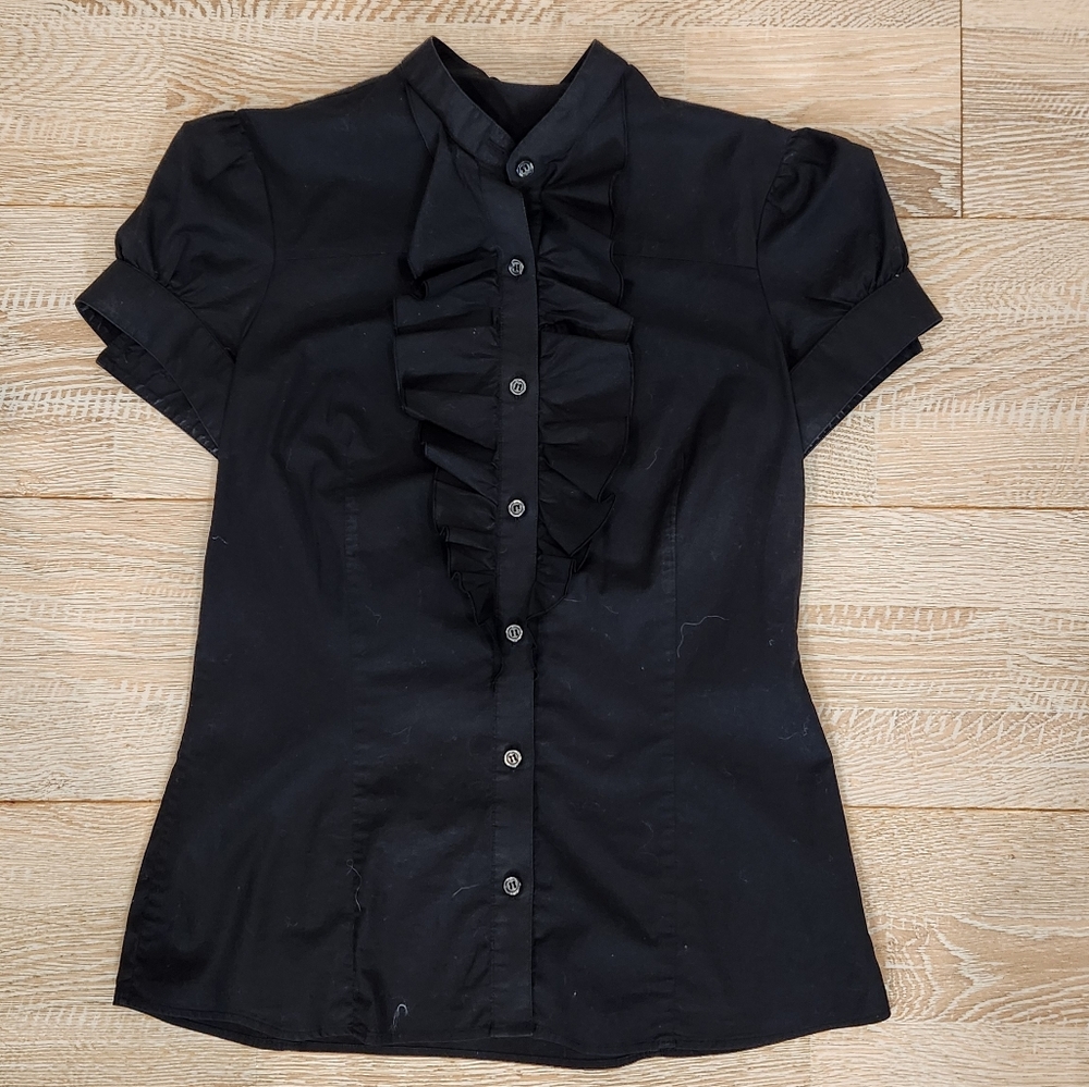 Aritzia Black Ruffle Blouse - Picture 1 of 6